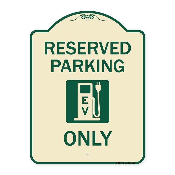 Ev W/ Electric Vehicle Charging Station Graphic Heavy-Gauge Aluminum Sign, 24" x 18", TG-1824-24089